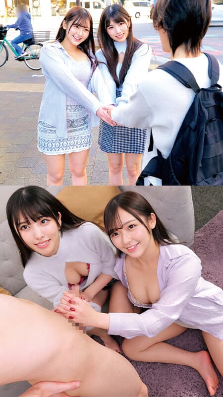 h_1732orecs00591 | 素人女子2人と童貞1人の夢の3Pハーレム生筆おろし みれい/しおり/ももね/ひめの 画像 1